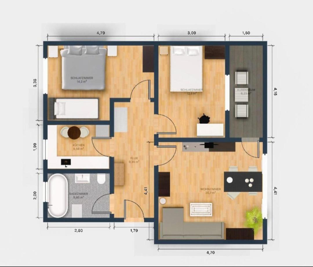 Ecocube Apartment2 Meppen14, Balkon, Kueche, Waschmaschine Kültér fotó